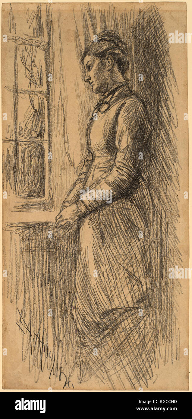 Einsamkeit: Miss Vesta Rollinstall. Stand: 1878. Maße: Blatt: 42,8 x 20,6 cm (16 7/8 x 8 1/8 in.). Medium: Graphit auf schwere Creme webte Papier. Museum: Nationalgalerie, Washington DC. Autor: Abbey, Edwin Austin. Stockfoto