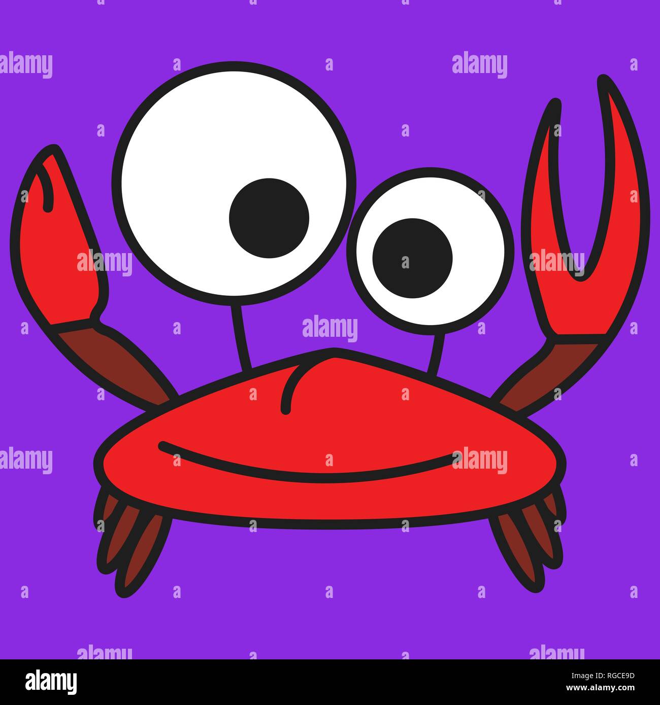 Krabbe im Comic-stil. Auf farbigen Hintergrund, Vector Illustration Stock Vektor