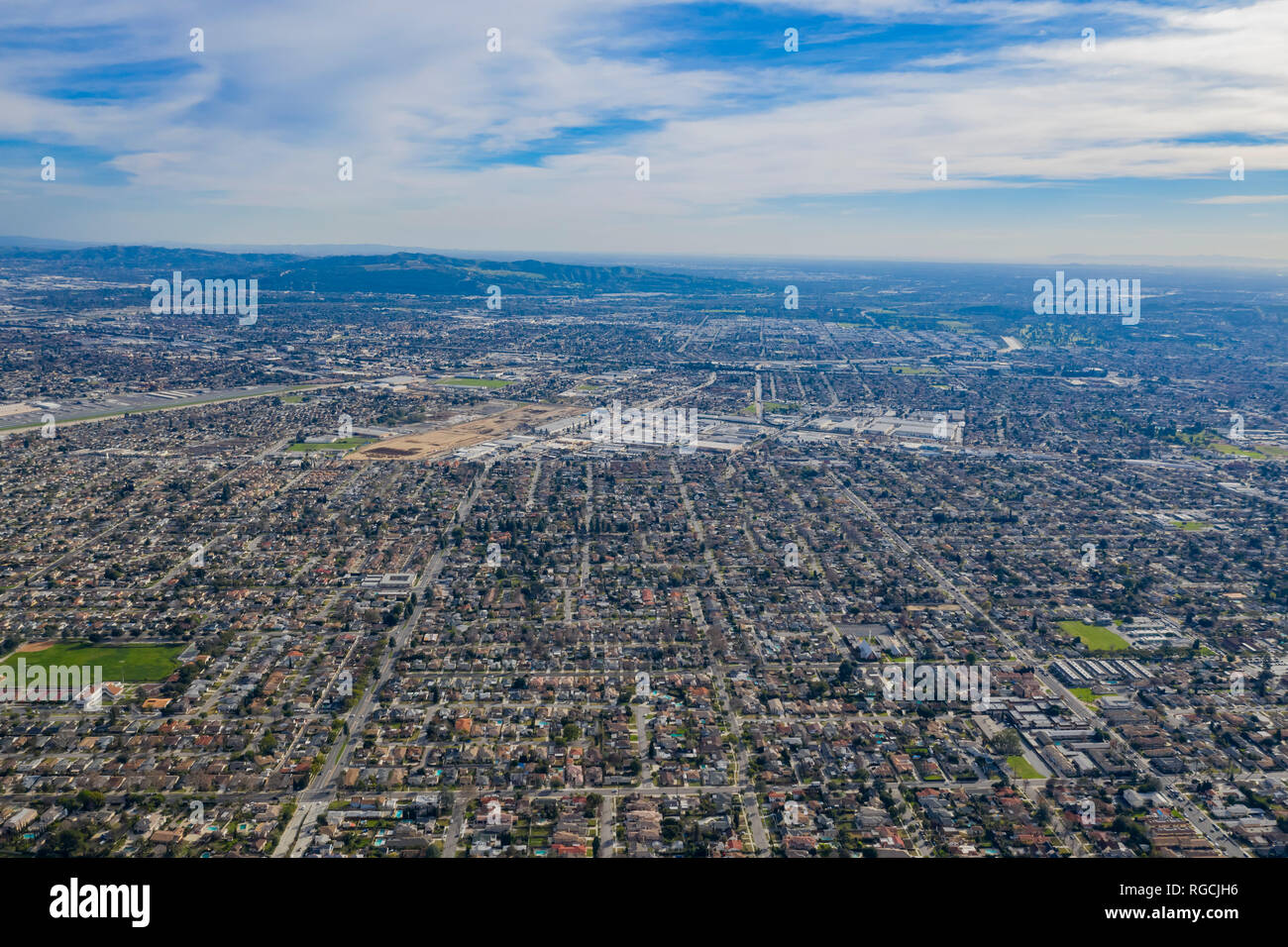 Luftaufnahme der Tempelstadt, Arcadia Bereich im Los Angeles County, Kalifornien Stockfoto
