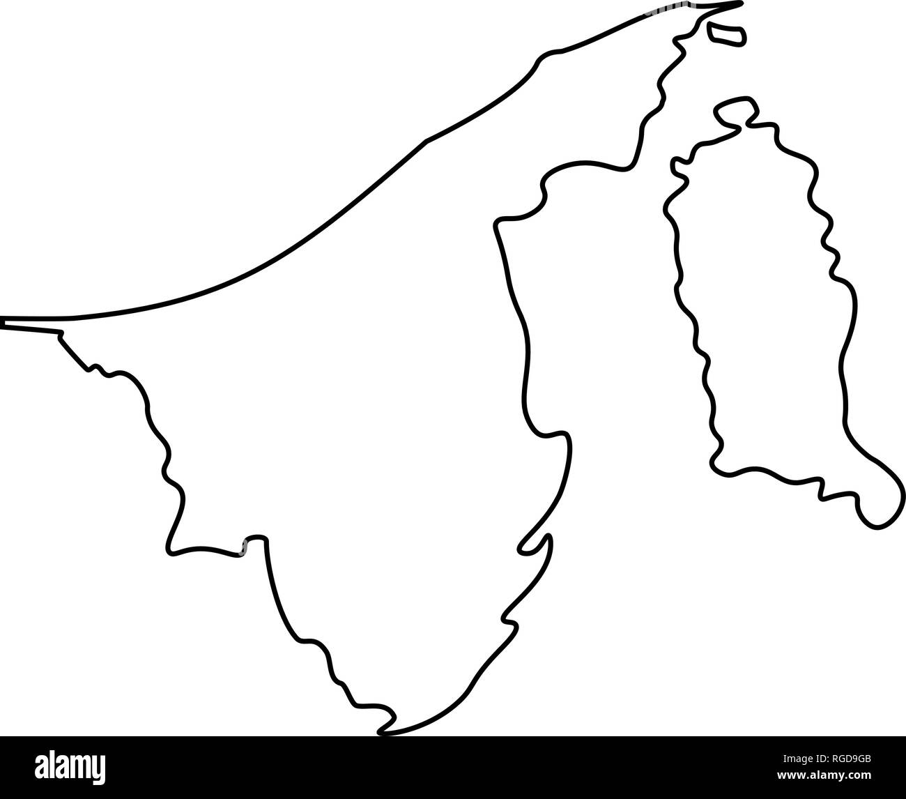 Karte von Brunei - skizzieren. Silhouette von Brunei Karte Vector Illustration Stock Vektor