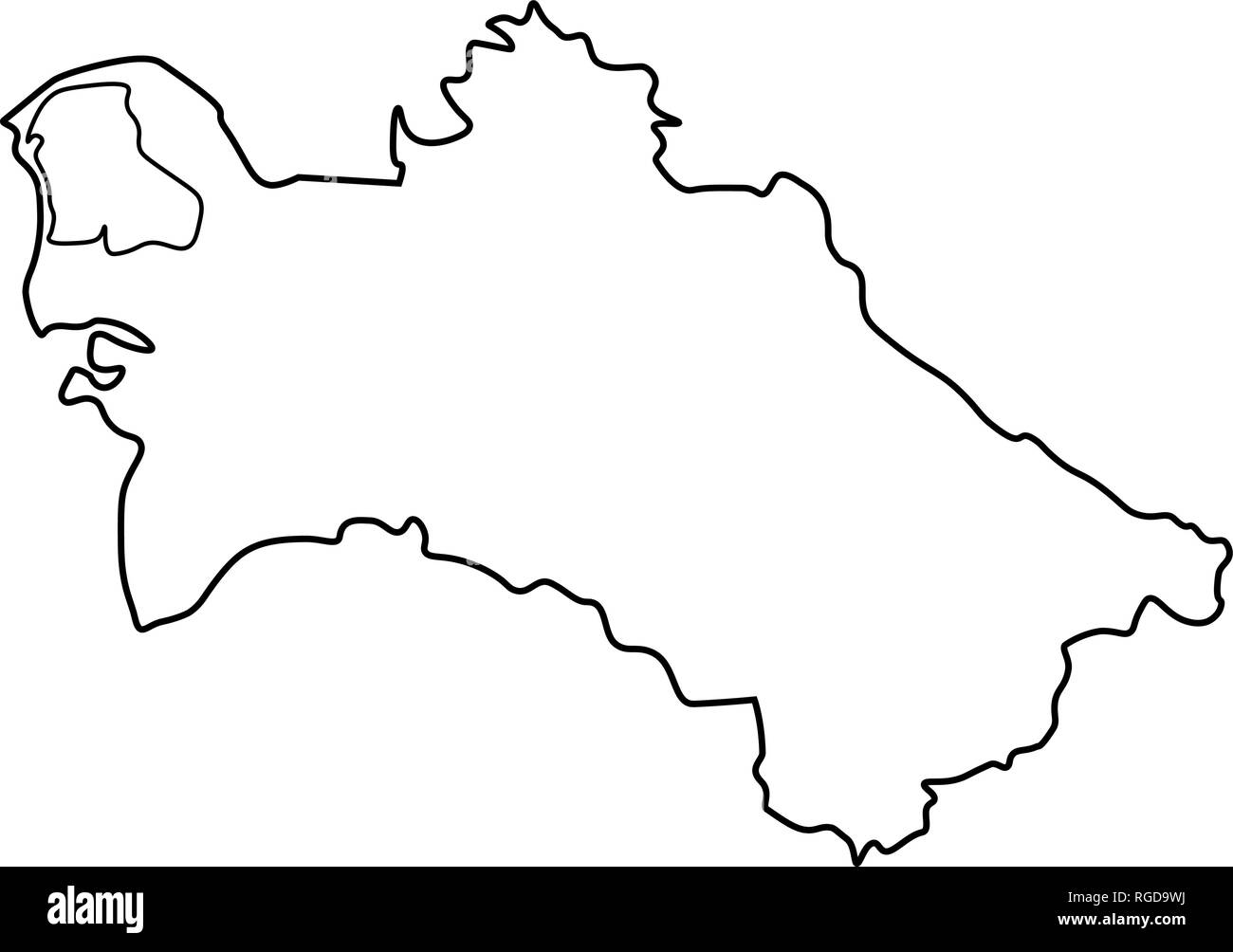 Karte von Turkmenistan - skizzieren. Silhouette von Turkmenistan Karte Vector Illustration Stock Vektor