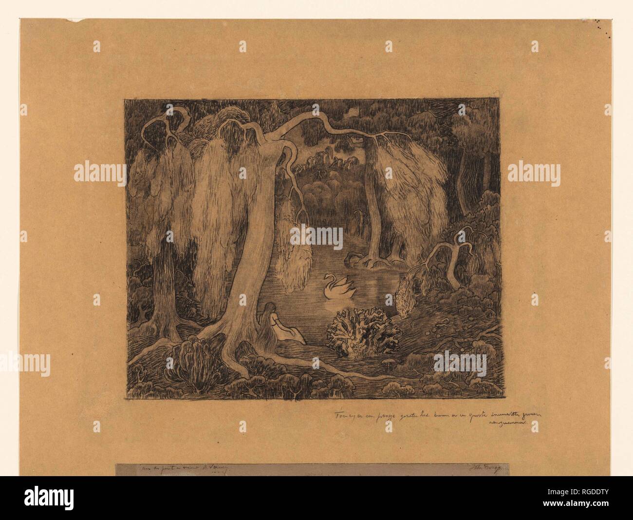 Frau am Rande eines Sees. Verfasser der Stellungnahme: Jan Toorop. Datierung: 1868 - 1928. Maße: H 308 mm x B 387 mm. Museum: Rijksmuseum, Amsterdam. Stockfoto