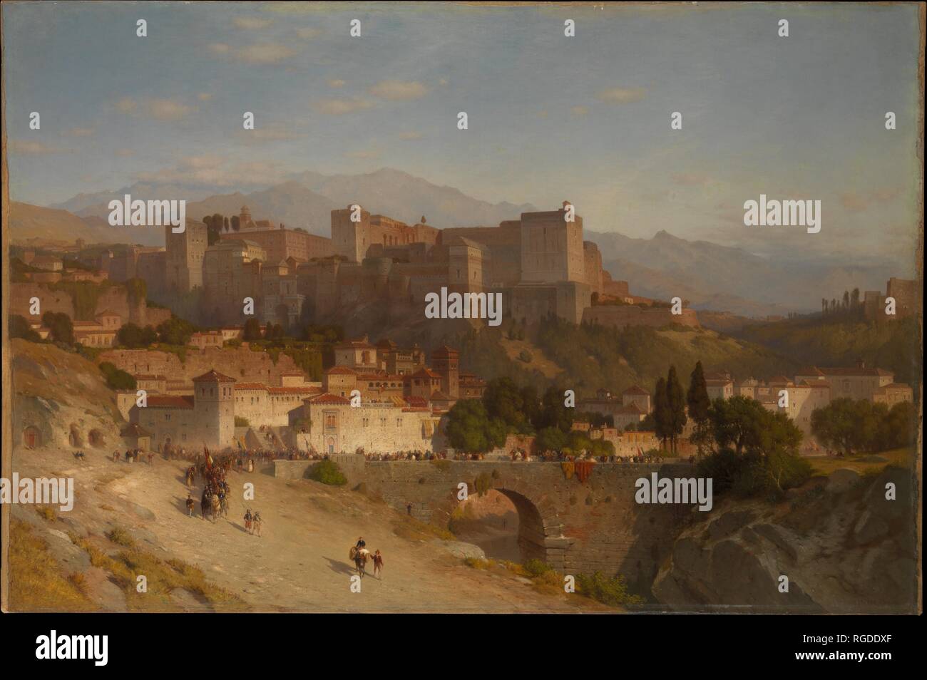 Der Hügel der Alhambra, Granada. Artist: Samuel Colman (Amerikanische, Portland, Maine 1832-1920 New York). Abmessungen: 47 1/2 x 72 1/2 in. (120,7 x 184,2 cm). Datum: 1865. Museum: Metropolitan Museum of Art, New York, USA. Autor: Samuel Colman. Arnold Boonen. Stockfoto