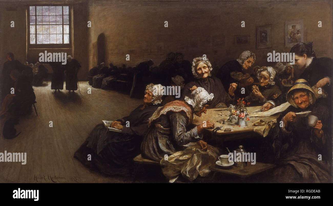 Abend: eine Szene, in der Westminster Union. Datum/Zeitraum: 1878. Malerei. Öl auf Leinwand. Höhe: 1.105 mm (43.50 in); Breite: 1.985 mm (78.14 in). Autor: Hubert-von-HERKOMER. Stockfoto