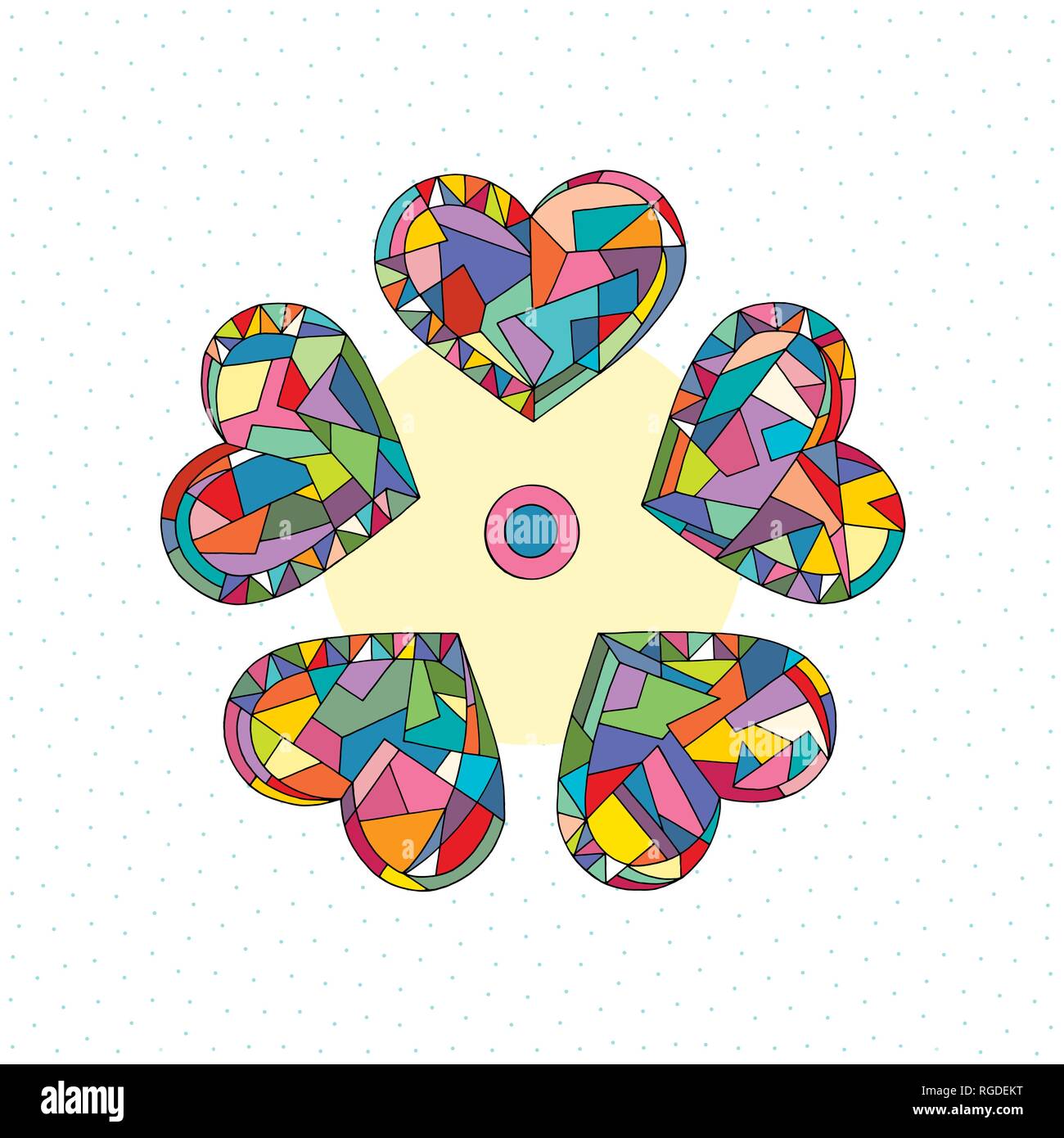 Herzen Hand gezeichnet abstrakte Vektorgrafiken. Liebe cartoon Hintergrund im modernen Stil. Stock Vektor