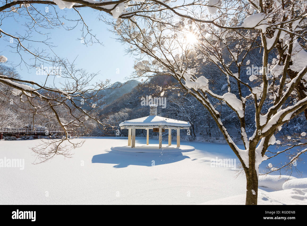 Winterlandschaft in Naejangsan Nationalpark, Südkorea. Stockfoto