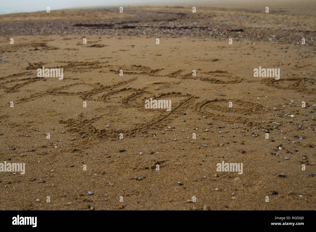 Ich bin am Strand Stockfoto