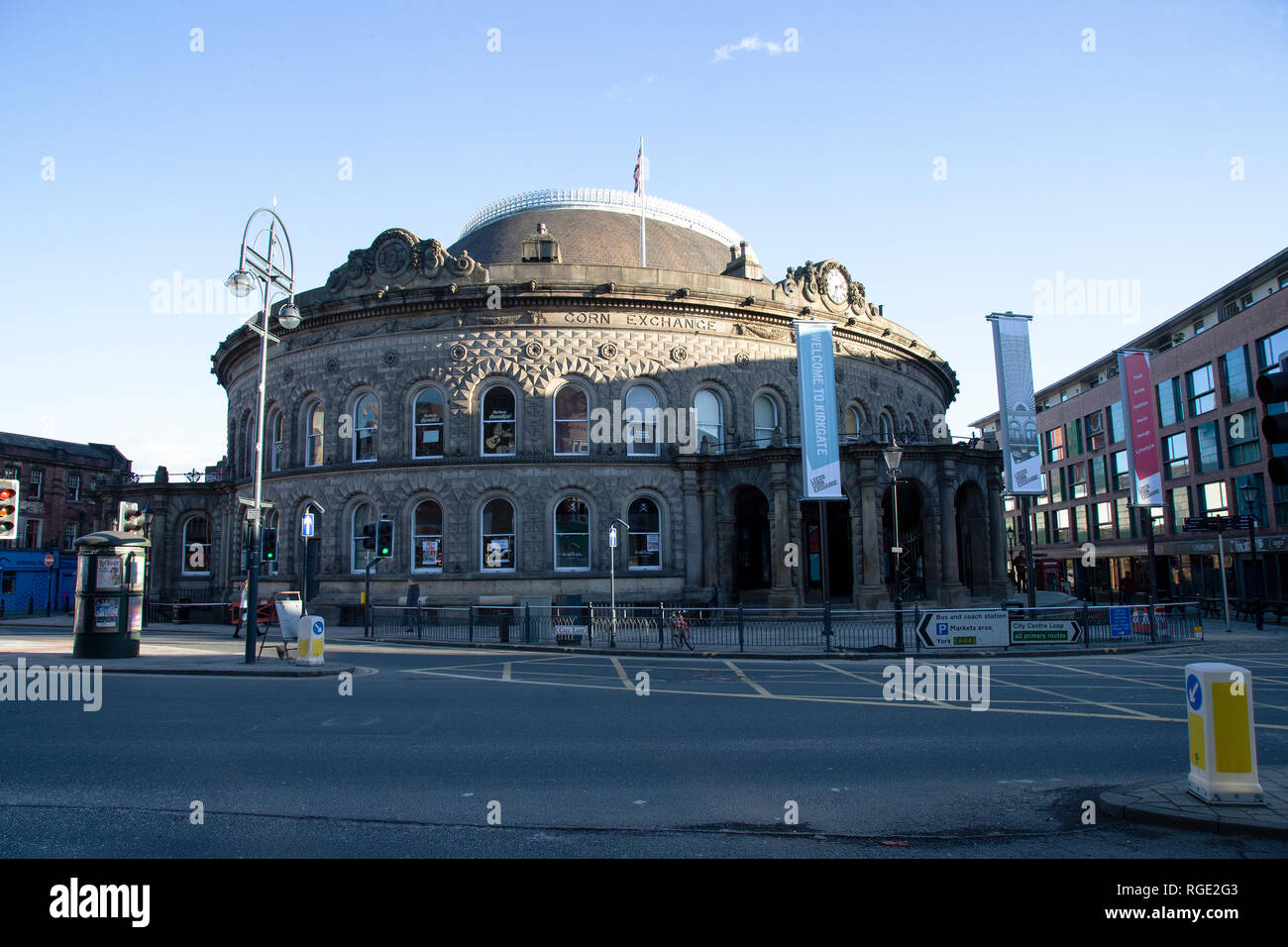 Die Leeds Corn Exchange ist ein viktorianisches Gebäude in Leeds, West Yorkshire, England, die von Cuthbert Brodrick entwickelt wurde und im Jahr 1864 abgeschlossen. Stockfoto