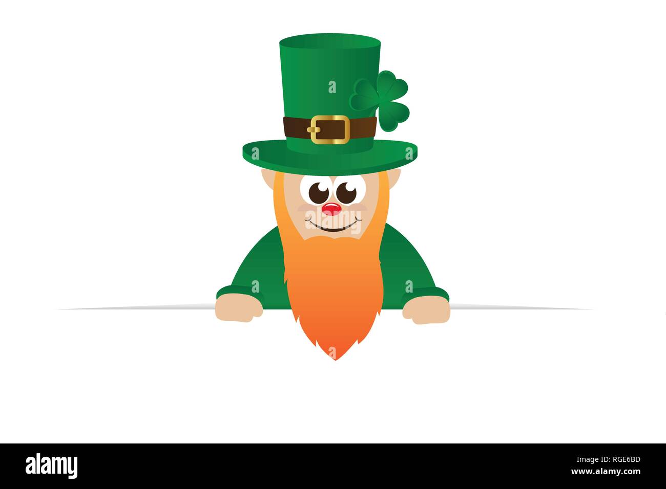 Leprechaun Charakter cartoon mit roten Bart und grünen Hut mit Kopie Raum für Ihre Nachricht Vector EPS Abbildung 10 Stock Vektor