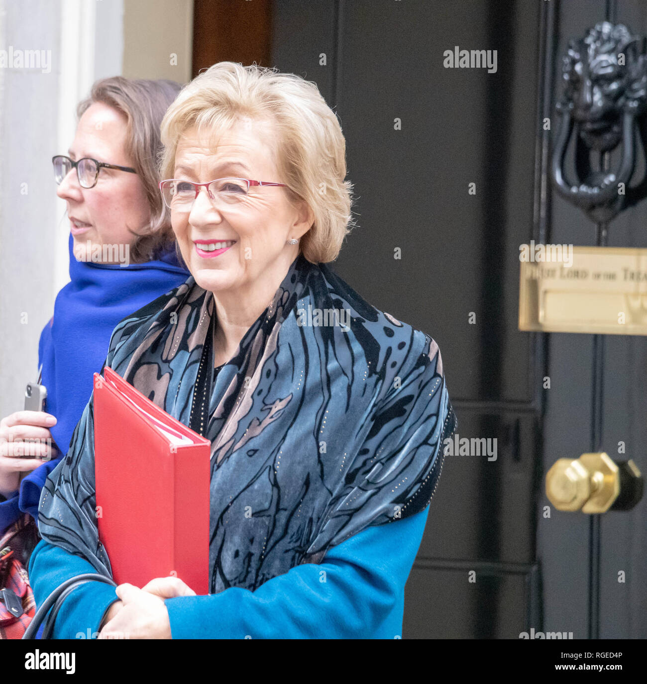London, Großbritannien. 29. Januar, 2019. Andrea Leadsom MP PC, Führer des Unterhauses, hinterlässt eine Kabinettssitzung am 10 Downing Street, London Credit Ian Davidson/Alamy leben Nachrichten Stockfoto
