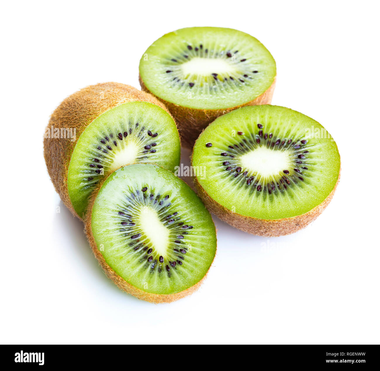 Frische reife Kiwis auf weißem Hintergrund Stockfoto