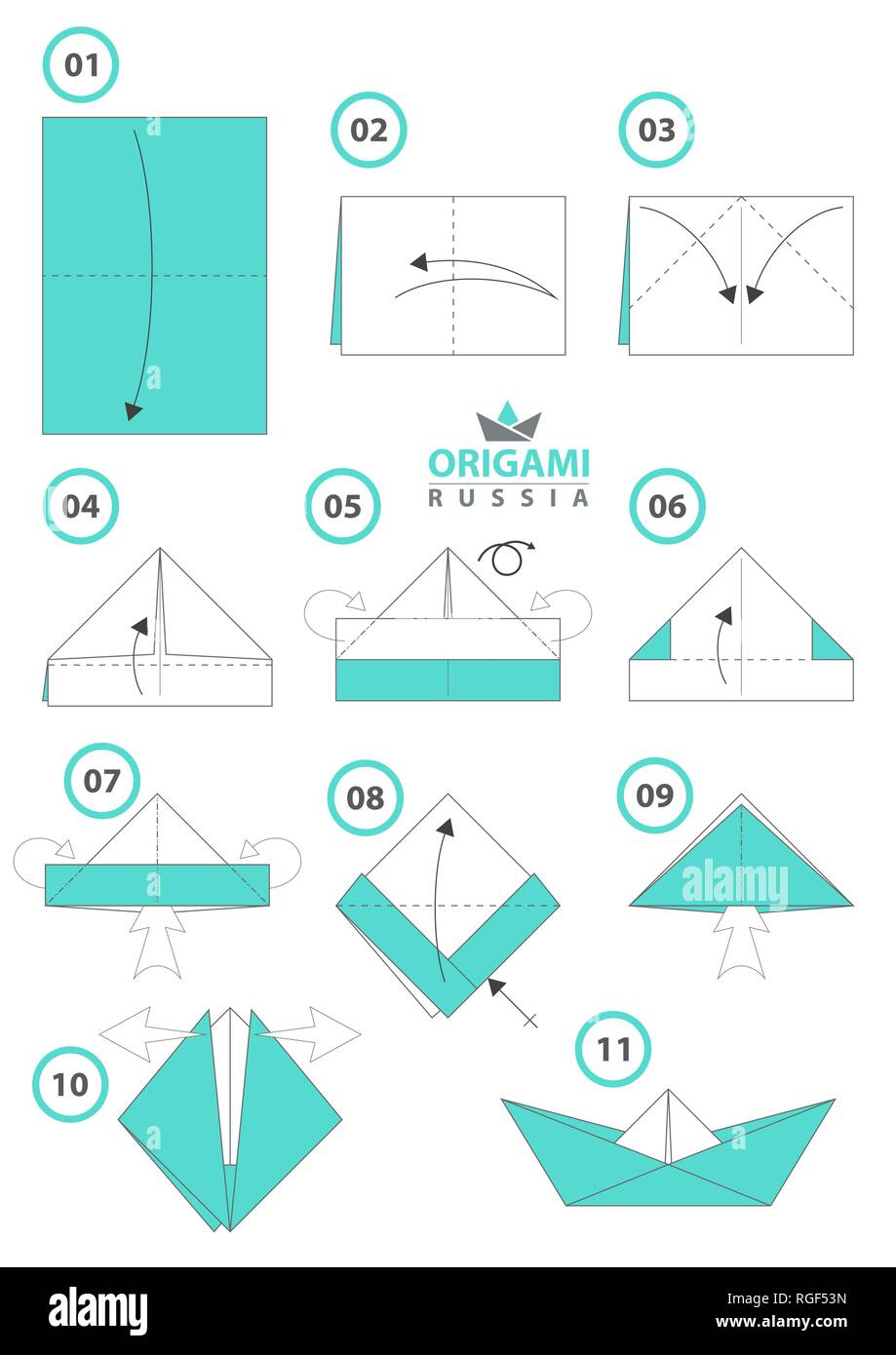 Origami Schiff. DIY-Papier origami Stock-Vektorgrafik - Alamy