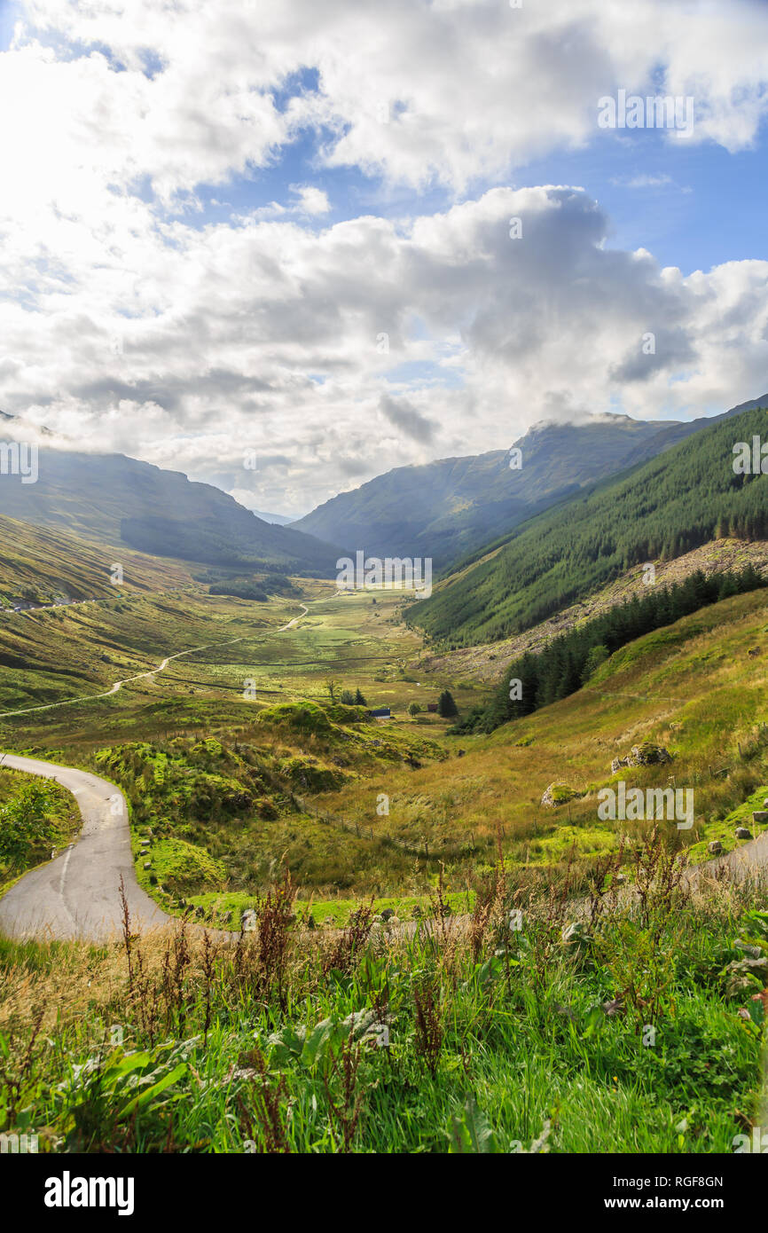 Blick hinunter Glen Croe Ardgratan Schottland Stockfoto