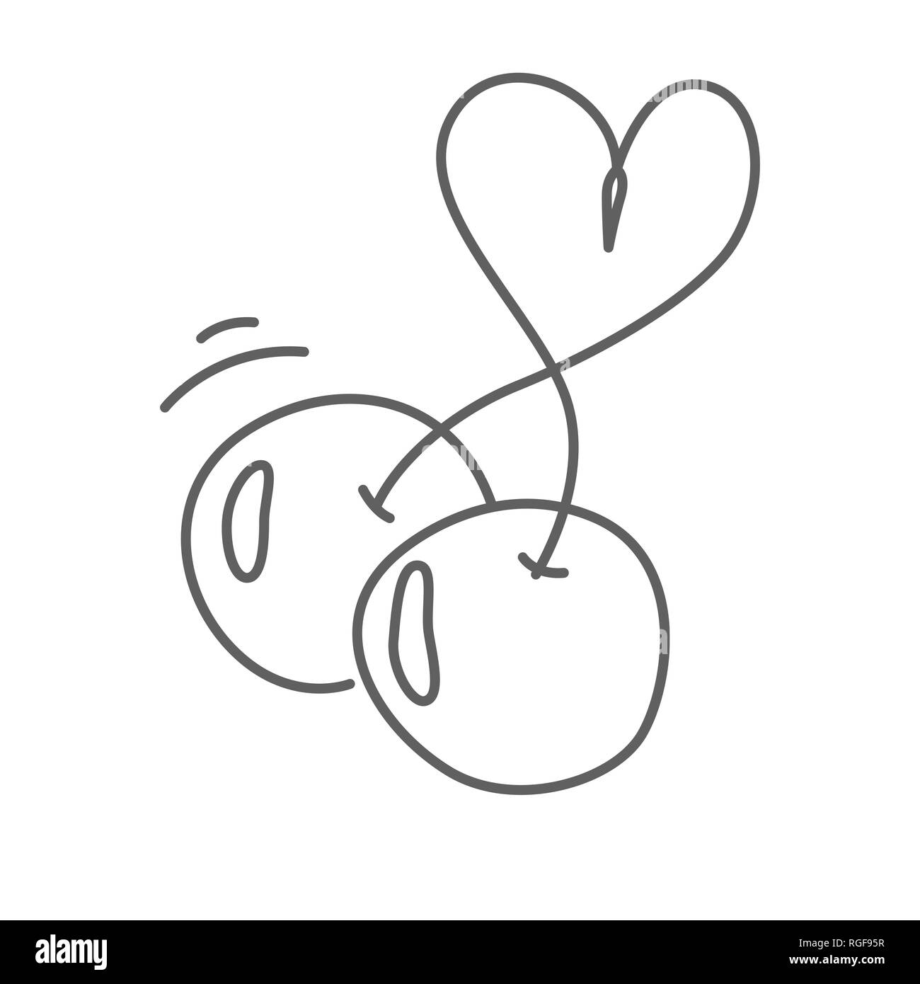 Cherry Vektor doodle Symbol isoliert auf Weiss, Hand gezeichneten skizzenhaften Stil Stock Vektor