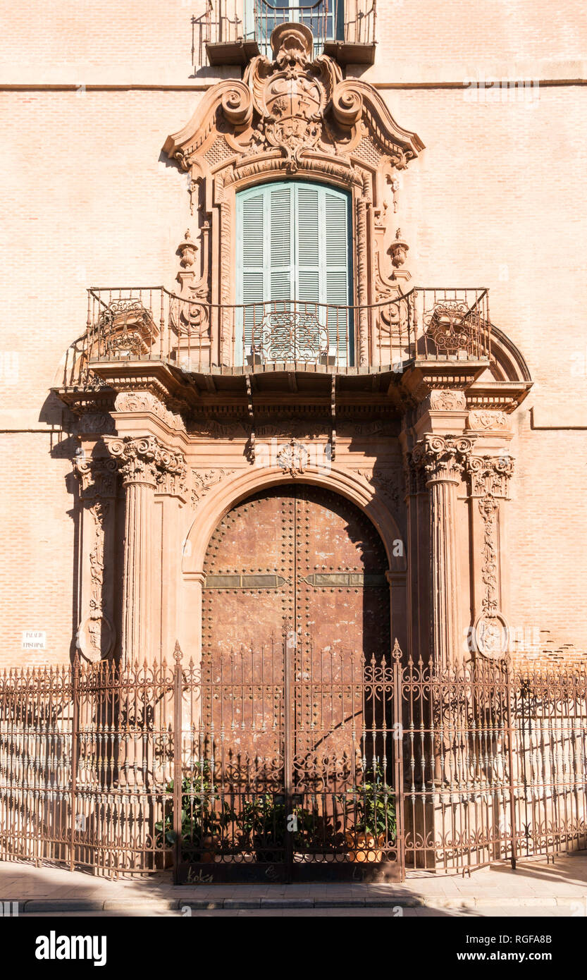 Eingang zu den Bischofspalast von Murcia, Spanien, Europa Stockfoto