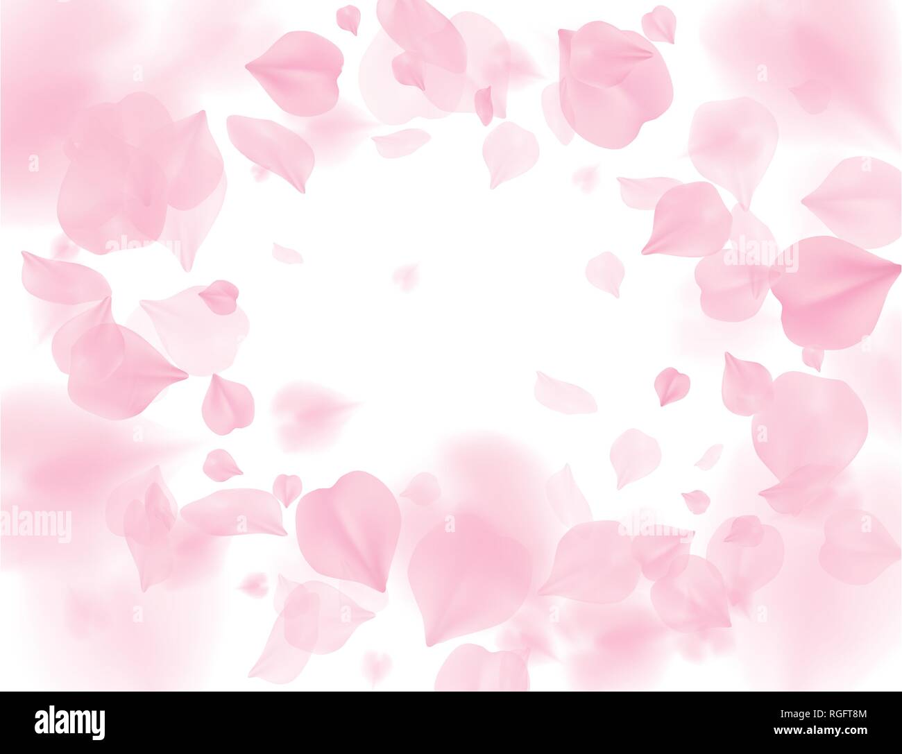 Pink sakura Blütenblätter fallen Blume vector Hintergrund. Romantische Blüten auf weißem Hintergrund. Overlay Valentines 3D-Abbildung. Frühling Angebot Stock Vektor
