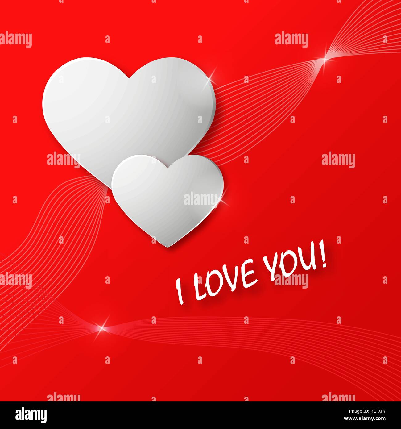 Kontur des Herzens und der Inschrift, ich liebe dich. Valentinstag Grüße Stock Vektor