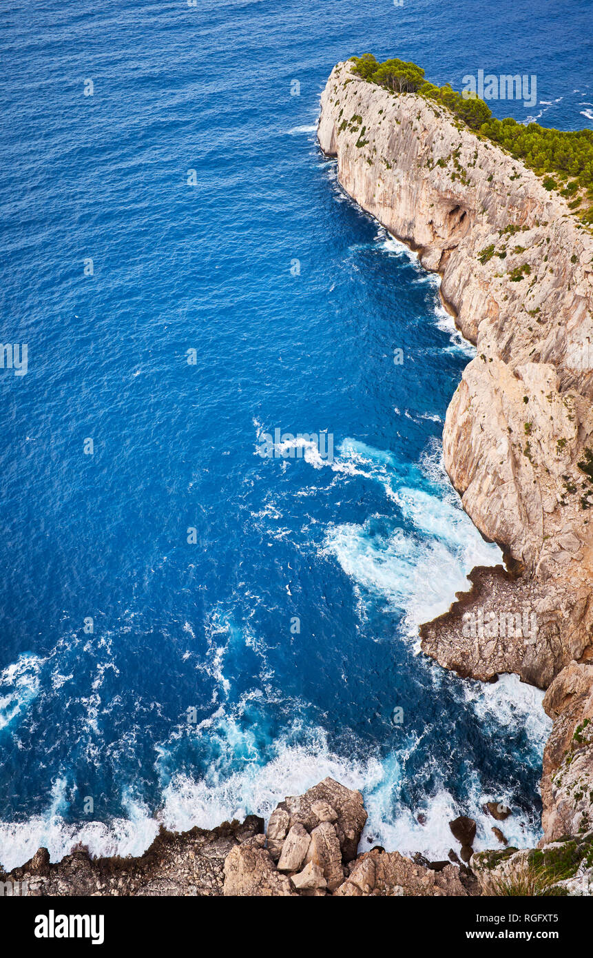 Den Blick von der Klippe, Mallorca, Balearen, Spanien. Stockfoto