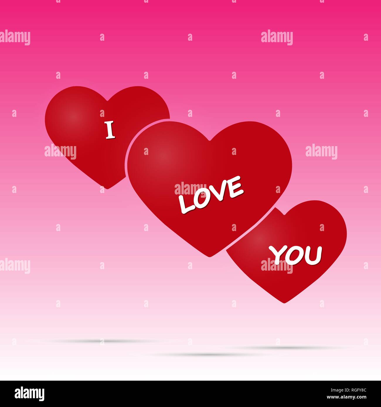 Drei Herzen "ich liebe Dich. Valentinstag Grüße Stock Vektor