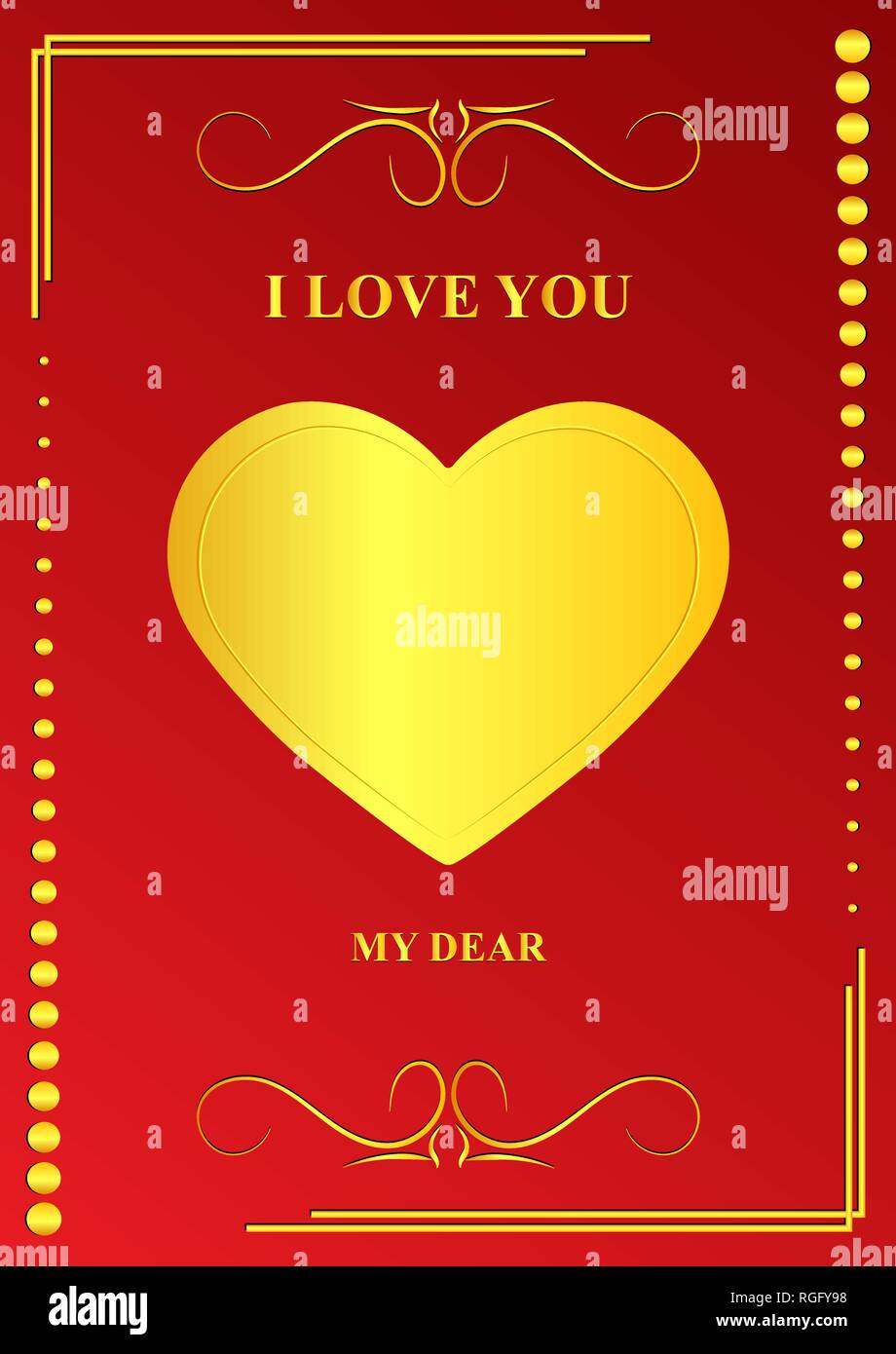 Postkarte mit den Worten ich liebe dich meine Liebe. Valentinstag Grüße Stock Vektor