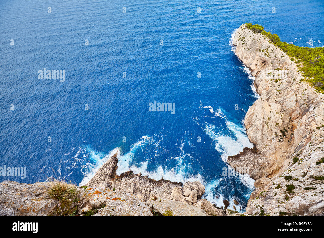 Den Blick von der Klippe, Mallorca, Balearen, Spanien. Stockfoto