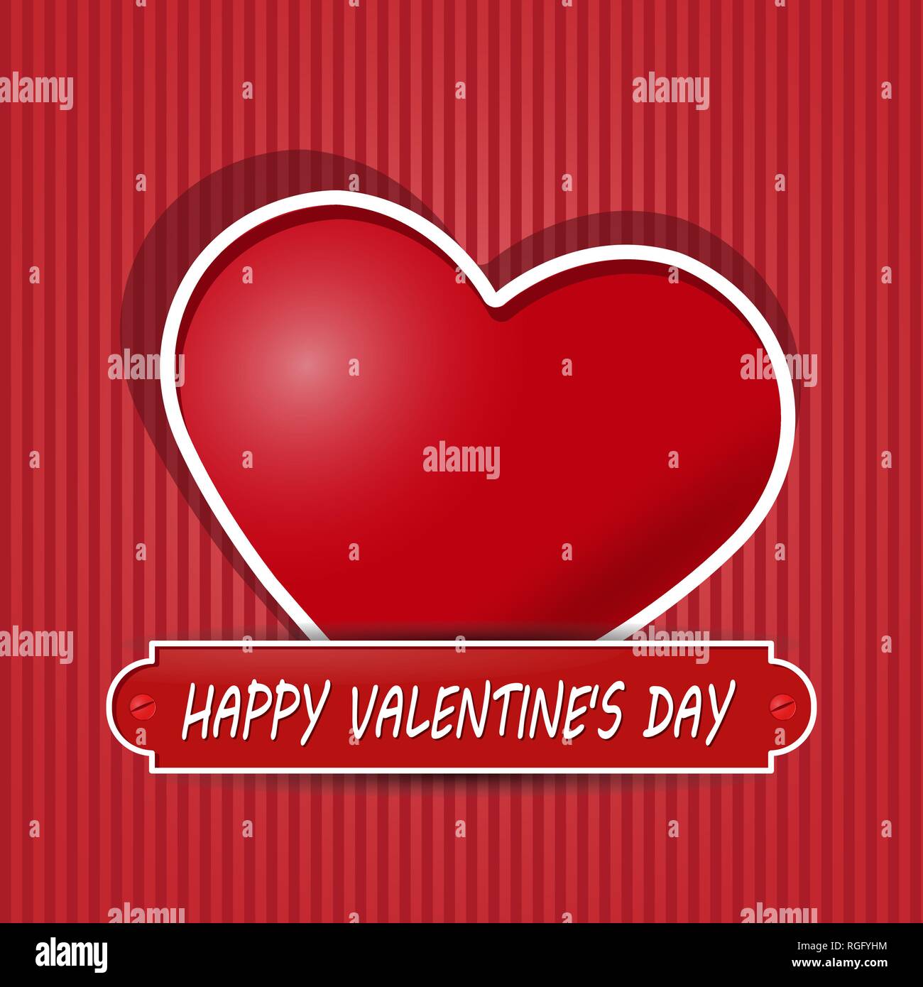 Herzlichen Glückwunsch zum Valentinstag. Herz und Beschriftung Stock Vektor