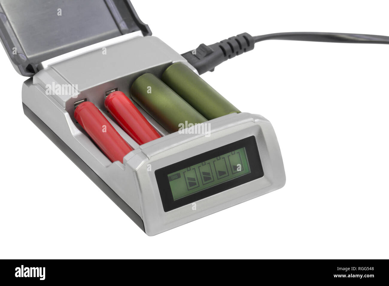 AA AAA Smart Battery Charger auf weißem Hintergrund Stockfoto