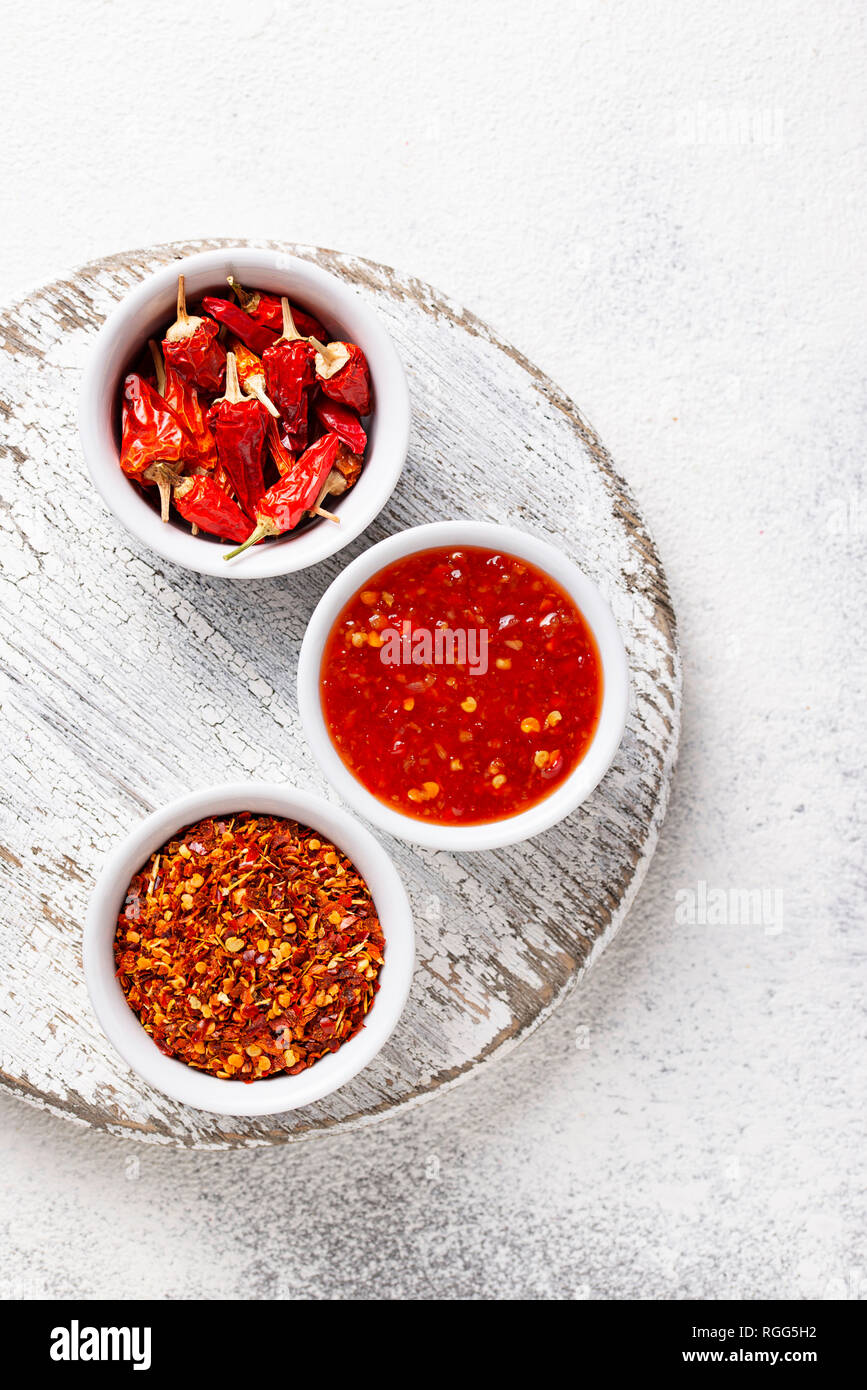 Chili Sauce mit getrockneten Paprika Stockfoto