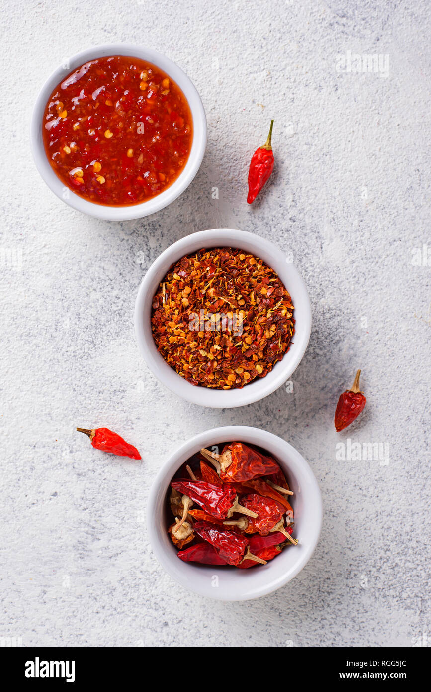 Chili Sauce mit getrockneten Paprika Stockfoto