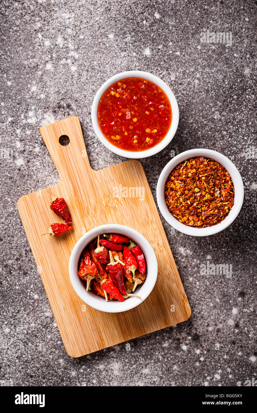Chili Sauce mit getrockneten Paprika Stockfoto