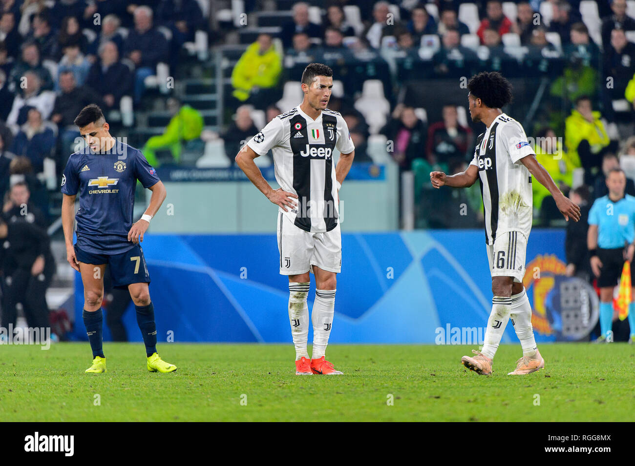 Turin - Nov 7, 2018: Cristiano Ronaldo 7. Juventus Turin - Manchester United. UEFA Champions League. Spieltag 4. Allianz Stadion. Stockfoto