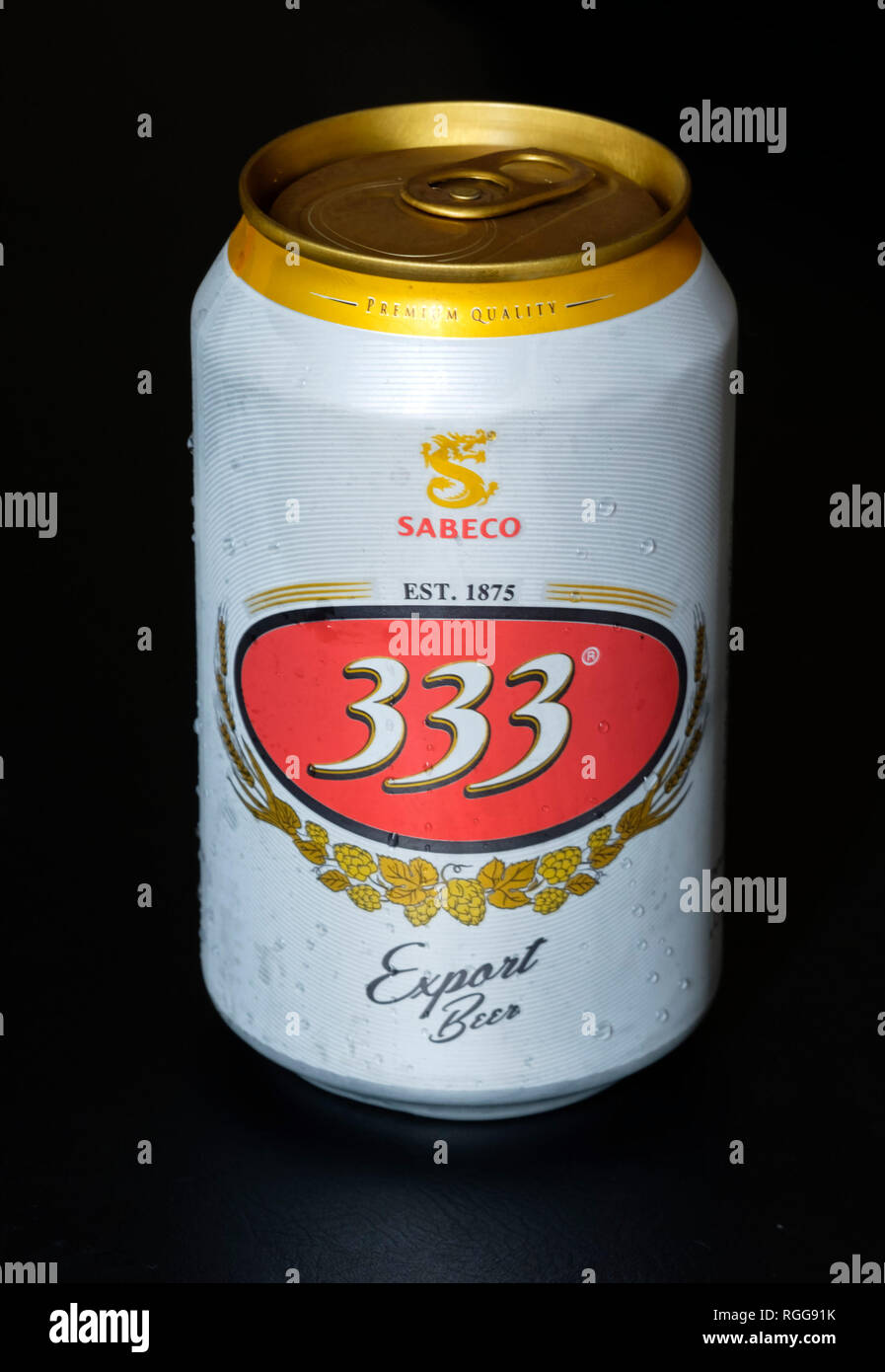 Sabeco 333 vietnamesische Bier kann Stockfoto