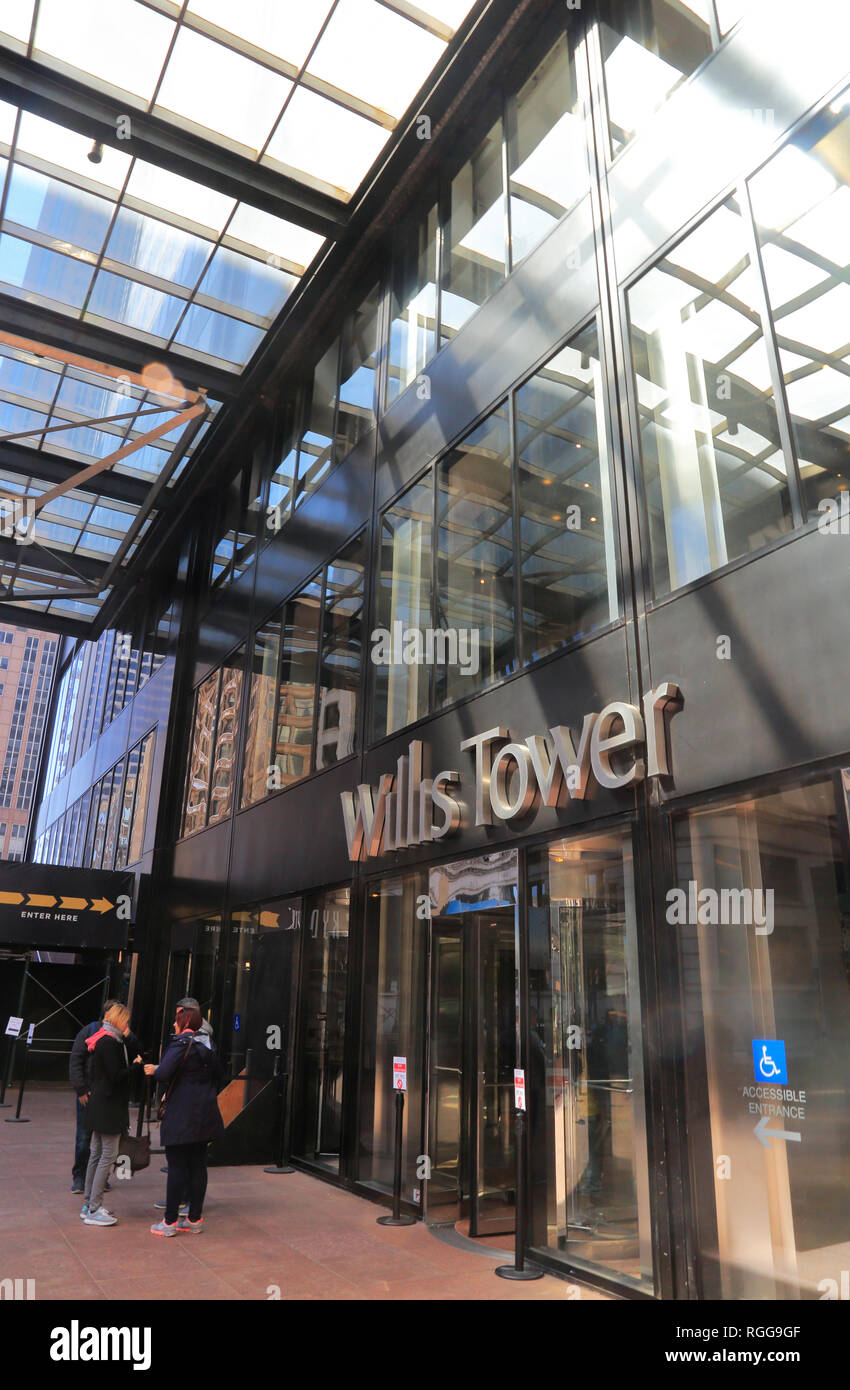 Der Eingang zur Lobby des Willis Tower (ehemals Sears Tower). Chicago Illinois. USA Stockfoto