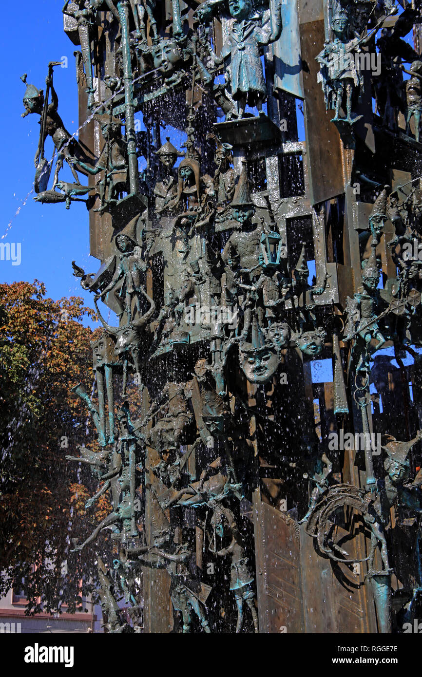 Karneval Brunnen, Fastnachtsbrunnen, Landeshauptstadt, Schillerpl., 55131 Mainz, Deutschland, Europa Stockfoto