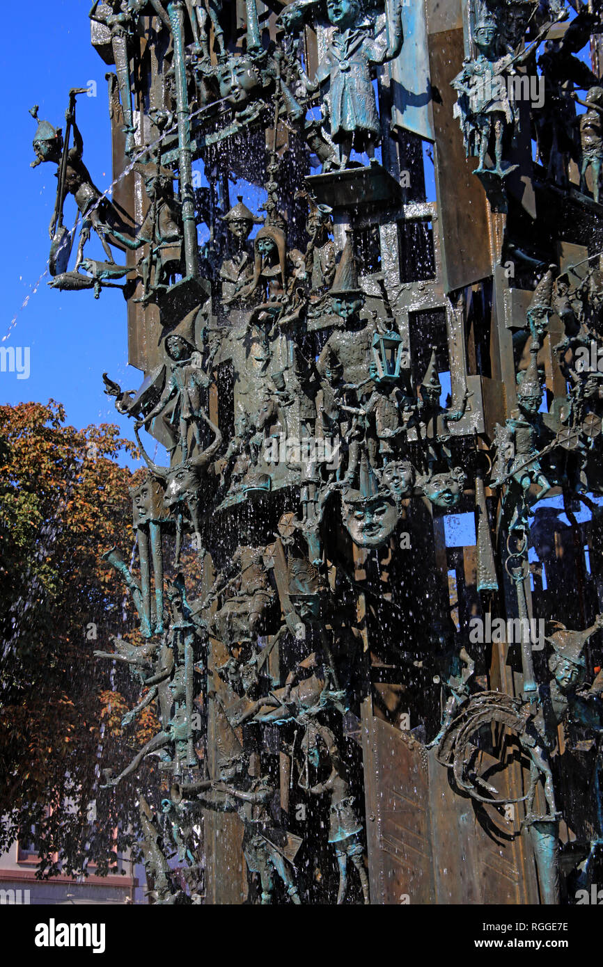 Karneval Brunnen, Fastnachtsbrunnen, Landeshauptstadt, Schillerpl., 55131 Mainz, Deutschland, Europa Stockfoto