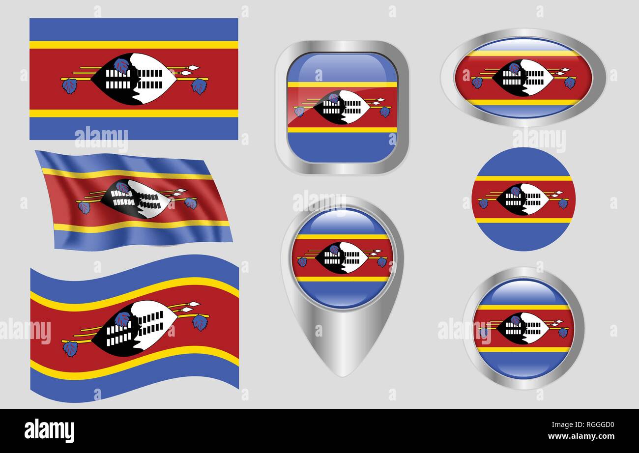 Flagge von Eswatini Stock Vektor