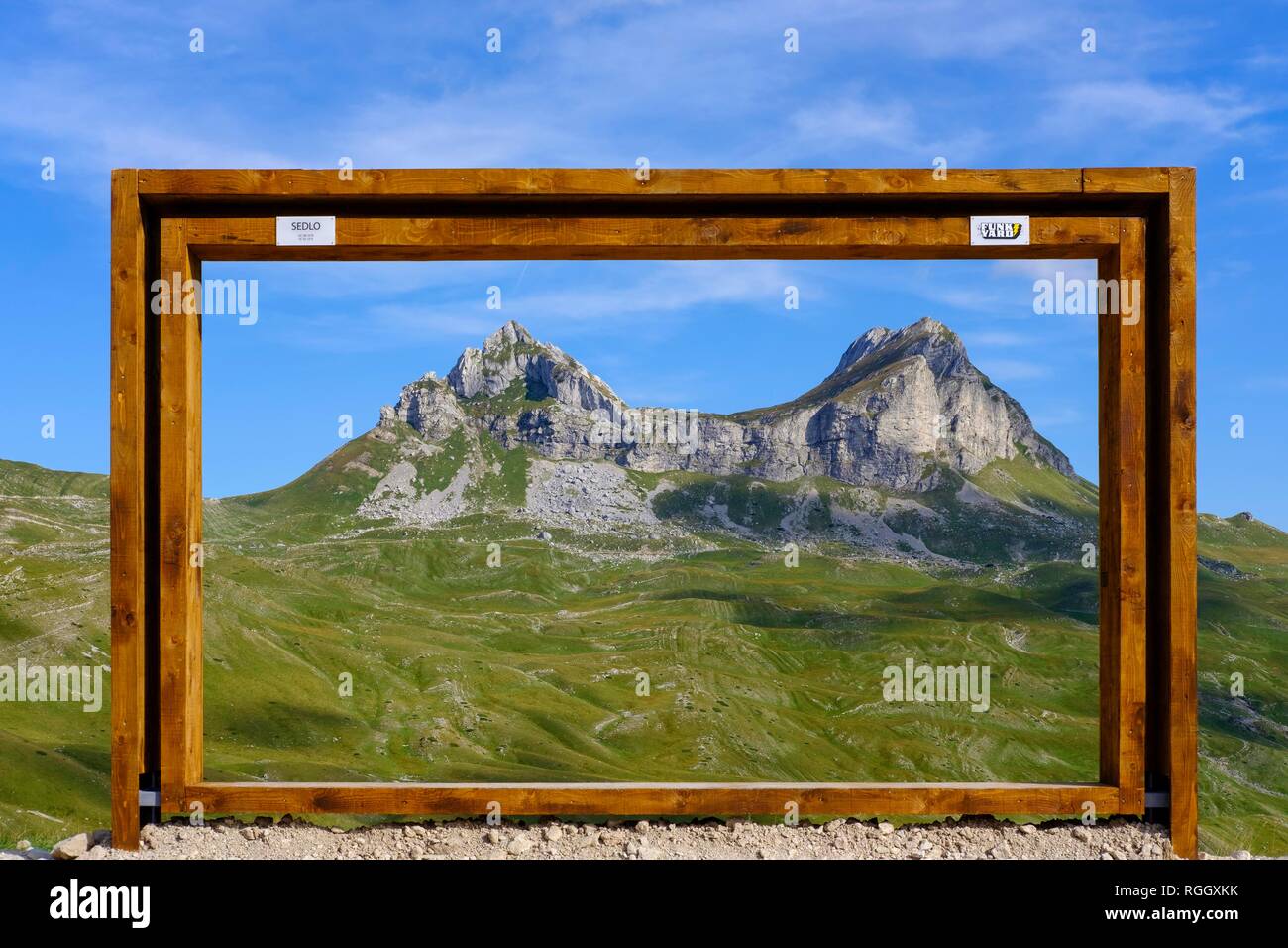 Holzrahmen in Sicht, Sedlo Berg, Durmitor Massiv, Nationalpark Durmitor, Provinz Savnik, Montenegro Stockfoto