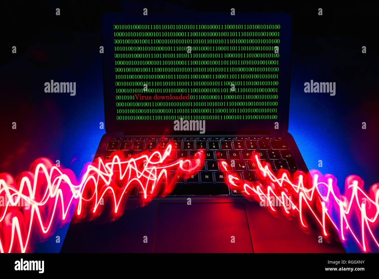 Symbol Bild malware, Virus Alarm, Computerkriminalität, Datenschutz, Baden-Württemberg, Deutschland Stockfoto