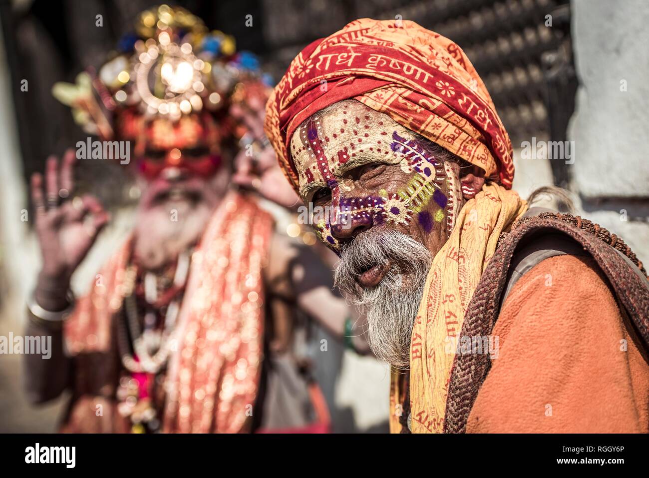 Sadhus, Asketen, heilige Männer, Pashupatinath, Kathmandu, Nepal Stockfoto