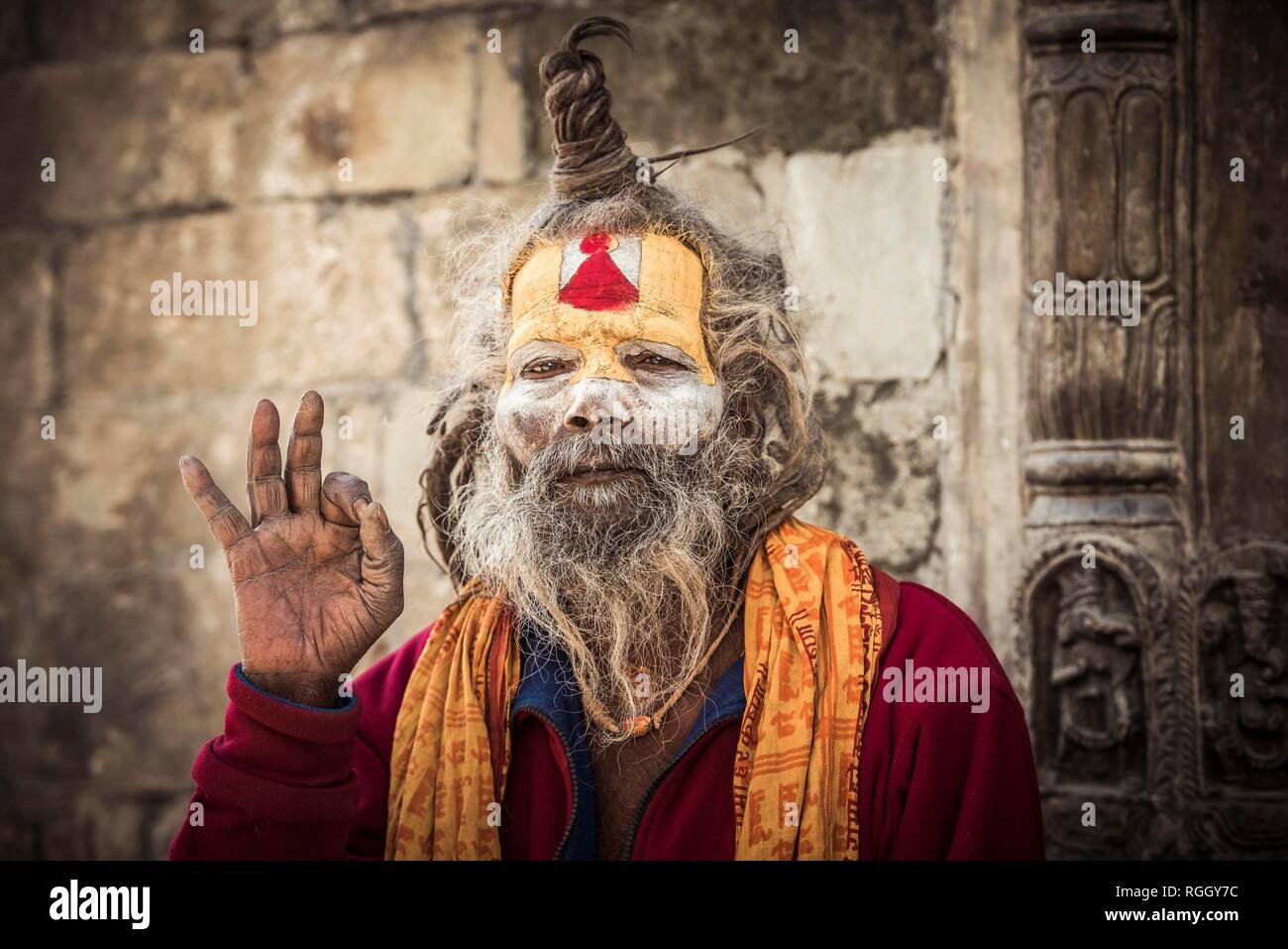 Sadhu, asketisch, heiliger Mann, Pashupatinath, Kathmandu, Nepal Stockfoto