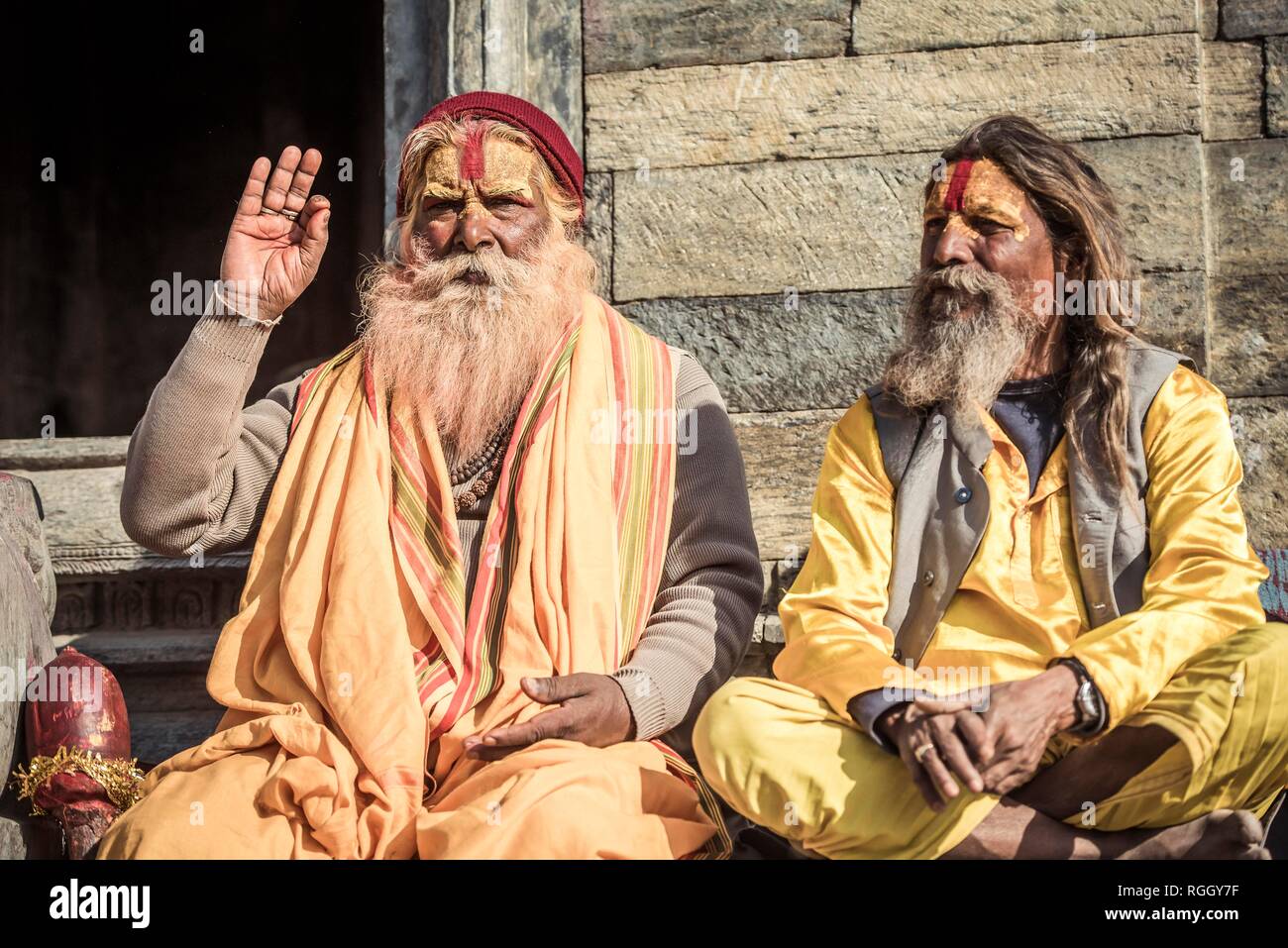 Sadhus, Asketen, heilige Männer, Pashupatinath, Kathmandu, Nepal Stockfoto