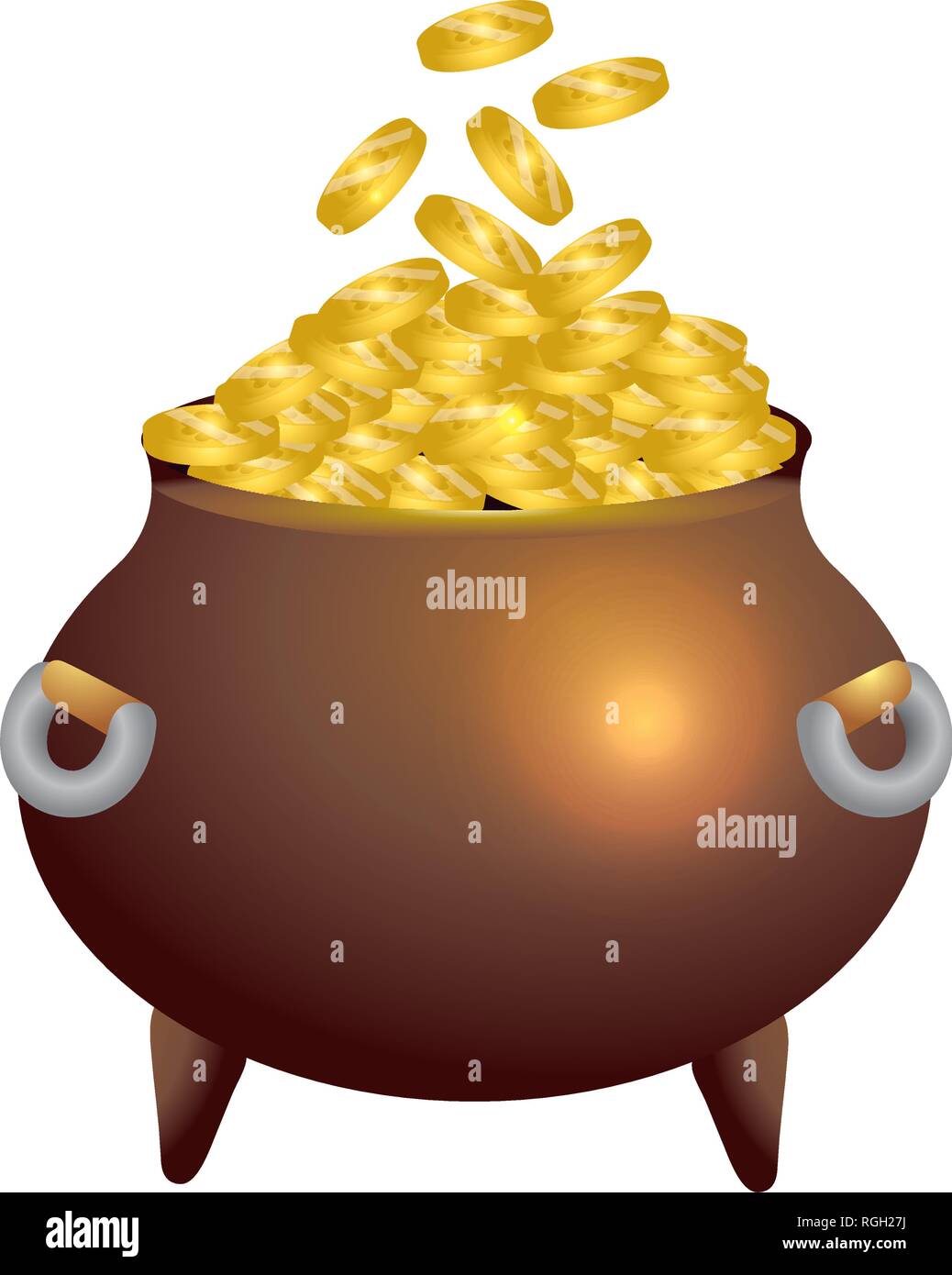 Topf Gold Reichtum Stock-Vektorgrafik - Alamy
