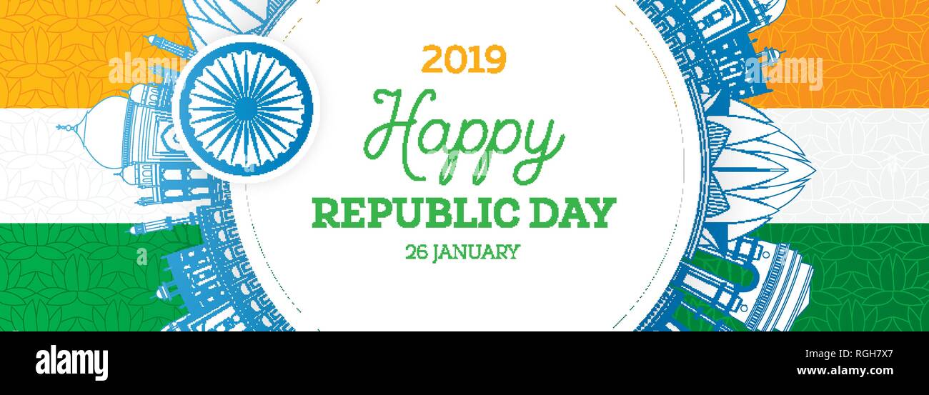 Tag der Republik in Indien. Vector Illustration. Vom 26. Januar und der indischen Flagge Stock Vektor