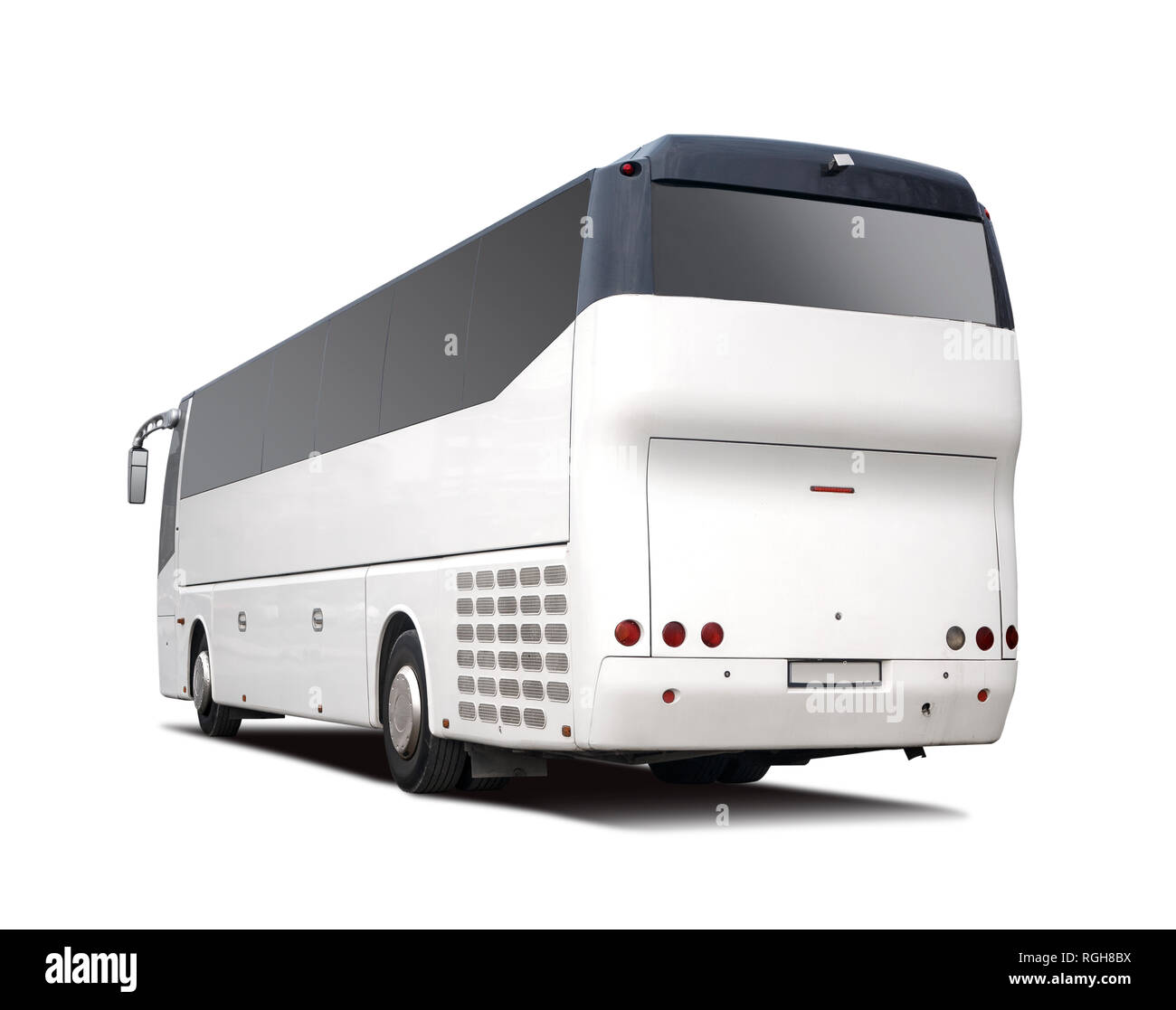 Weißen Bus zurück Ansicht isoliert auf weißem Stockfoto