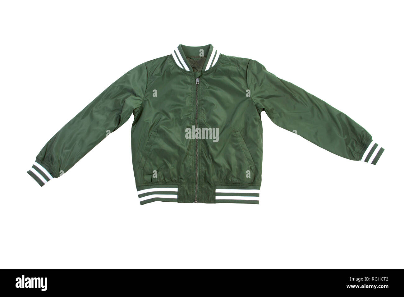 Grüne Jacke isoliert auf Weiss. Babykleidung. Herbst Jacke für einen Jungen Stockfoto