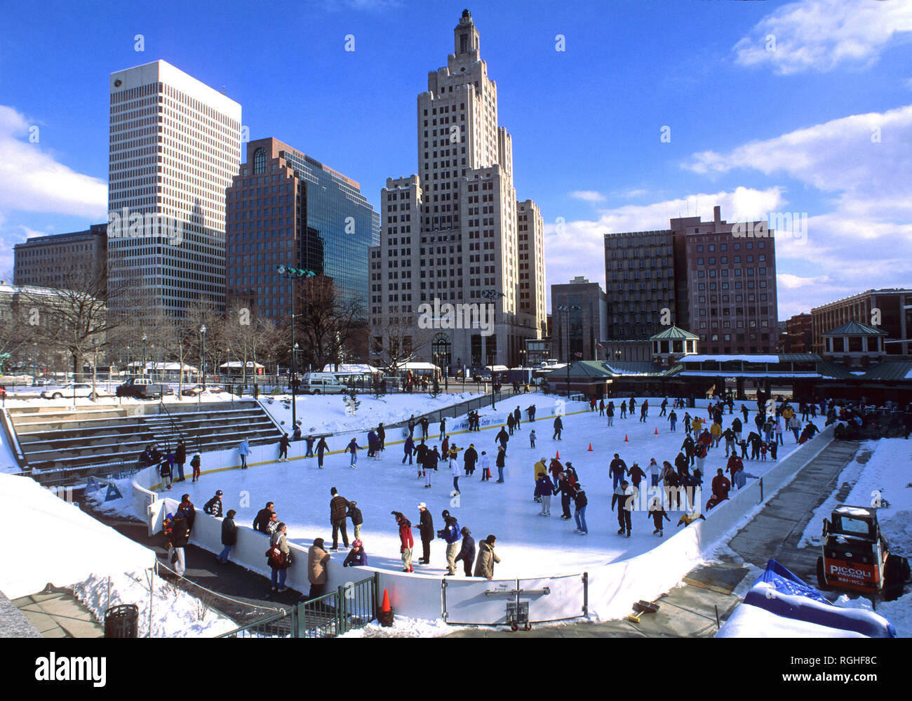 Winter Eislaufen in Downtown Providence, Rhode Island, USA Stockfoto