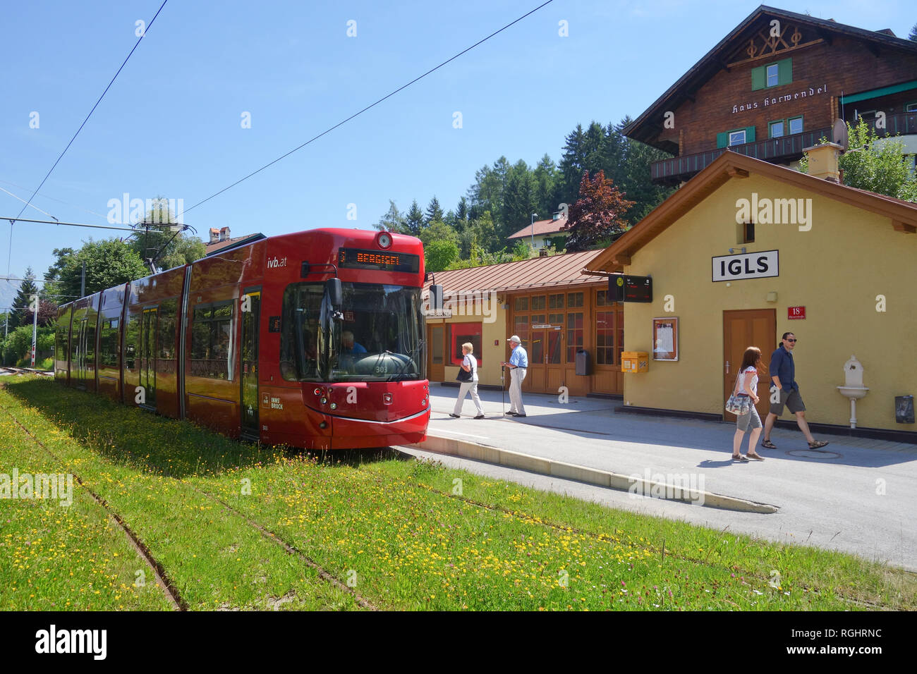 Innsbruck, Strassenbahnlinie 6 Nach Igls Stockfoto