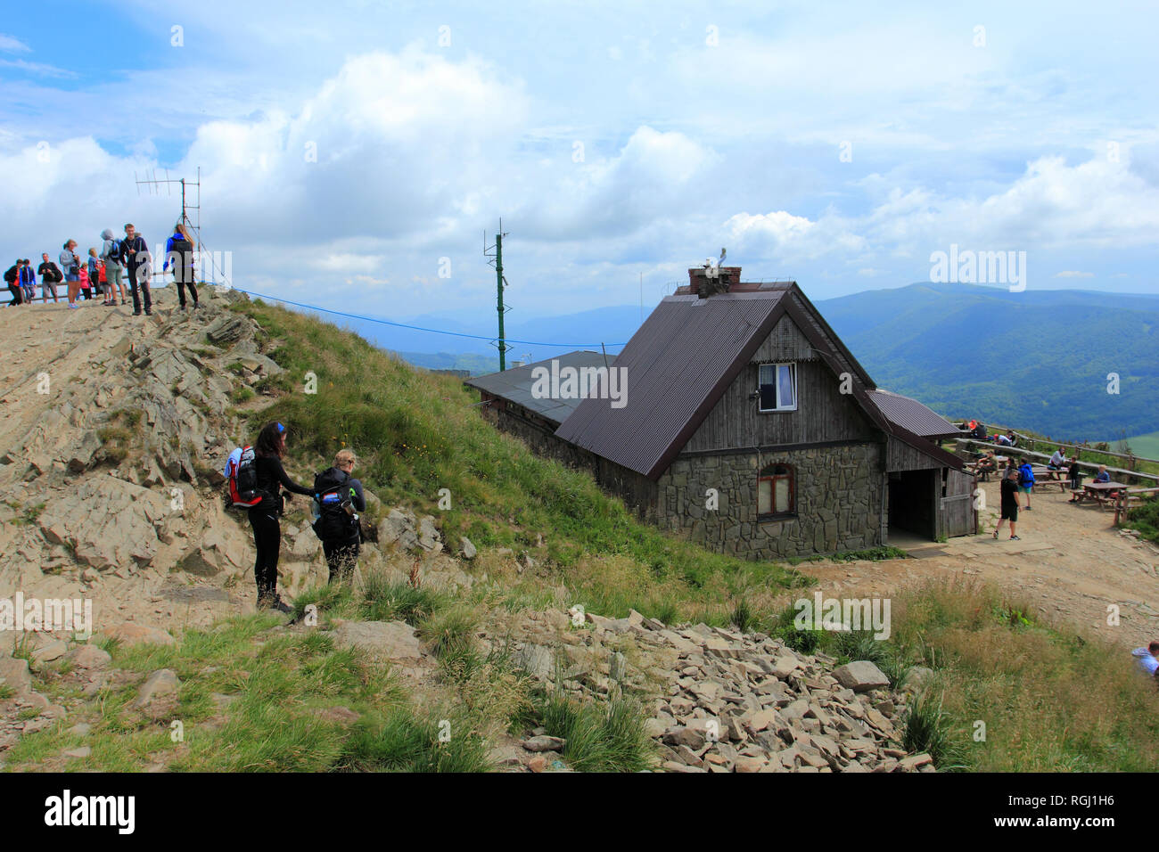 Berghütte namens 'Chatka Puchatka" (puchatka Hütte) auf Polonina Wetlinska, Bieszczady-gebirge, Polen Stockfoto