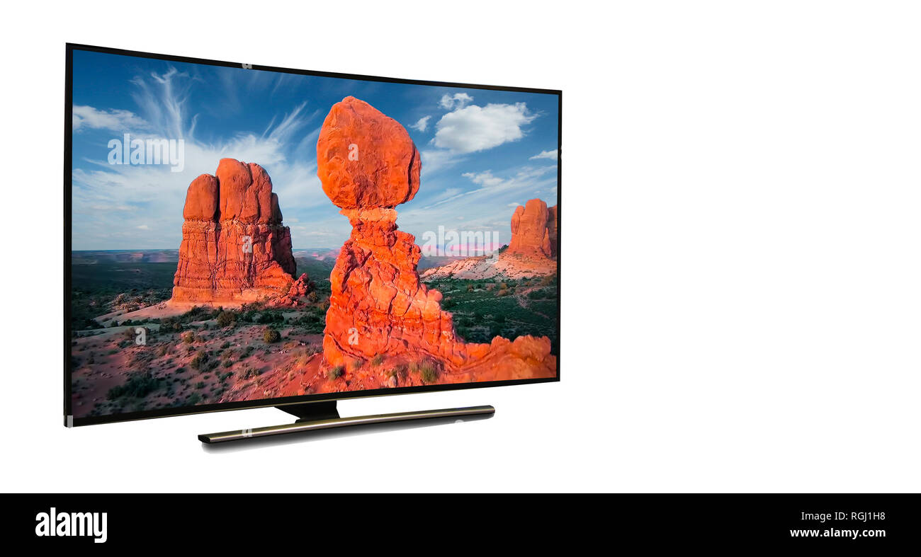 4 k Monitor auf Weiß isoliert. tv Mit dem Blick in die Natur. USA Staat Arizona. Stockfoto