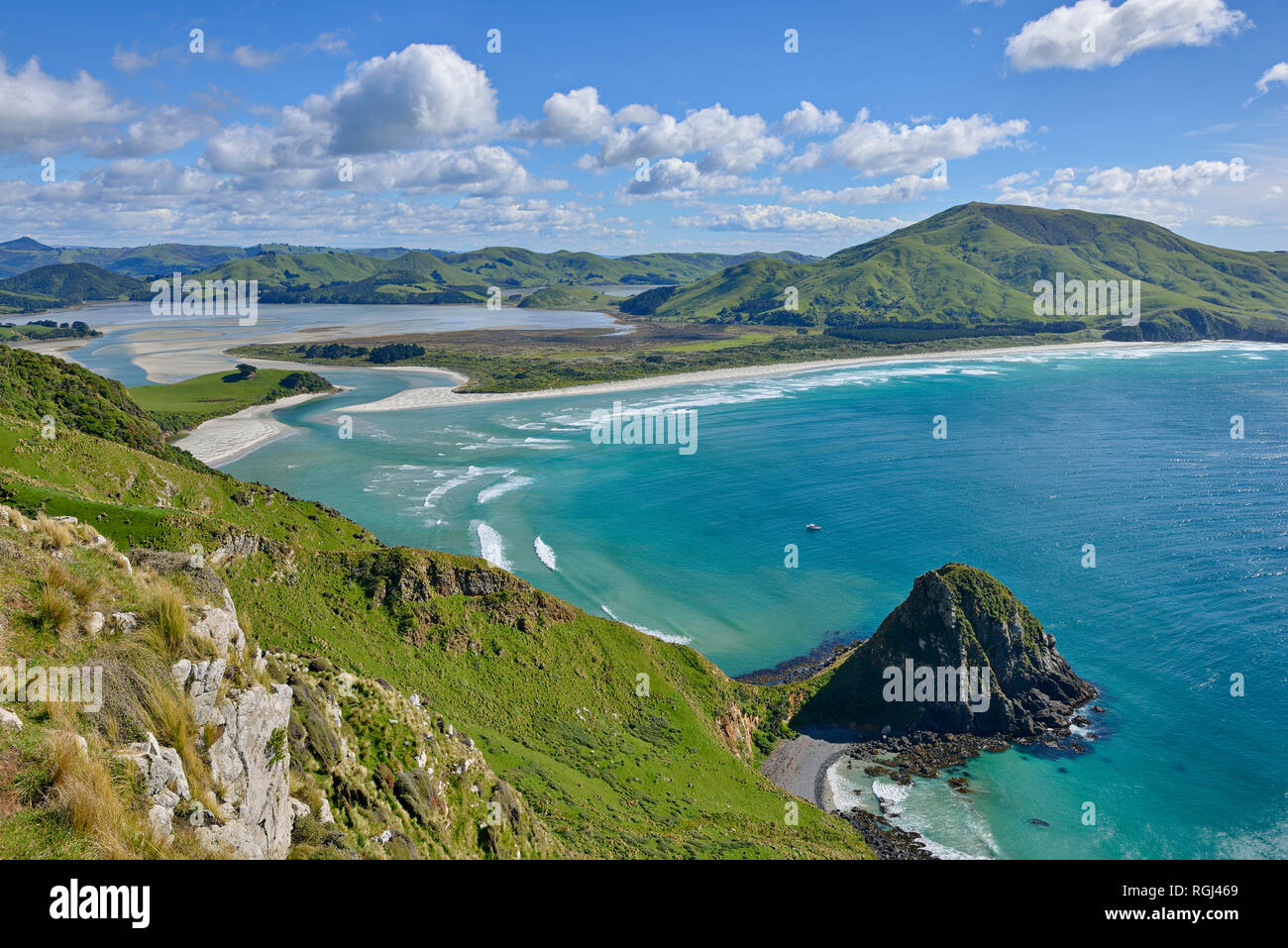 Allans Strand und Hoopers Inlet, Dunedin, Otago Peninusula, Südinsel, Neuseeland Stockfoto